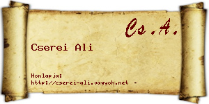 Cserei Ali névjegykártya